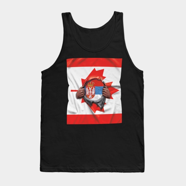 Serbia Flag Canadian Flag Ripped - Gift for Serbian From Serbia Tank Top by Country Flags